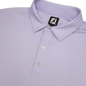 FootJoy Polo Shirt Mens 2XL Purple Dot Print Golf Performance Stretch Athletic